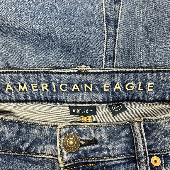 American Eagle Mens 34x36 AirFlex+ Relaxed Straight Jeans Medium Wash Denim Tall - Picture 5 of 9